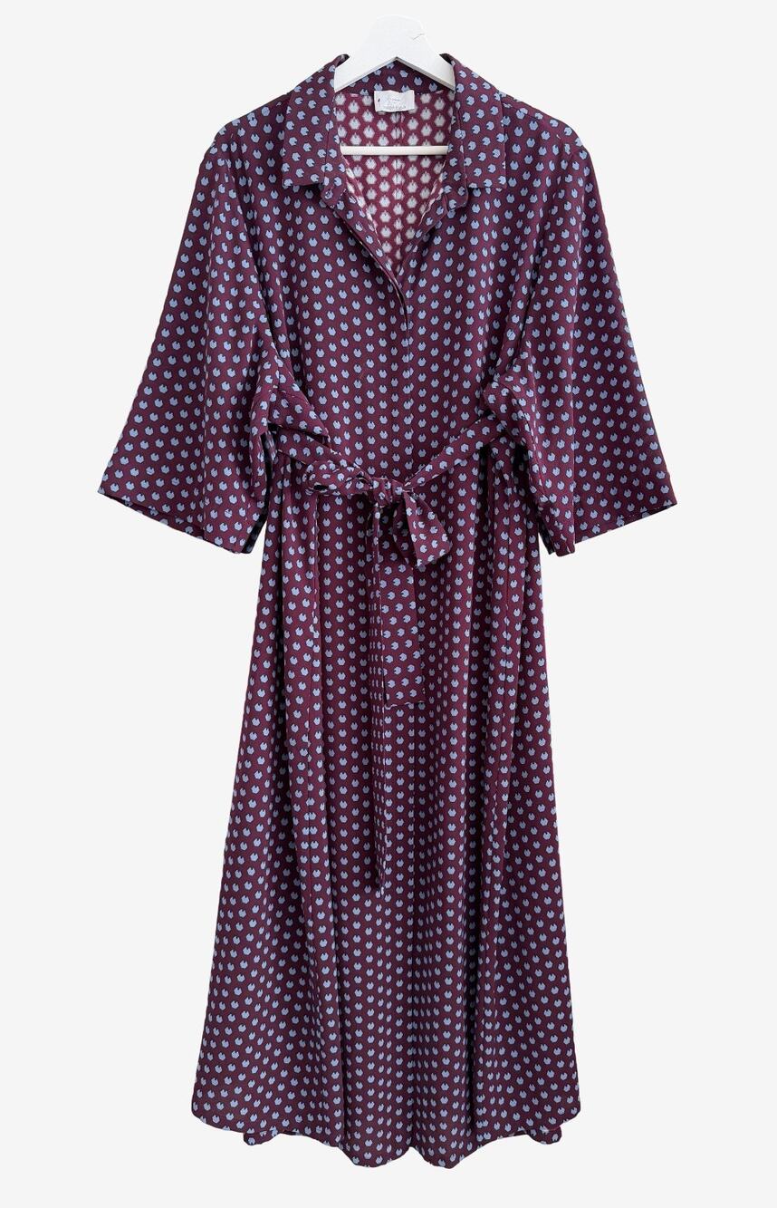 Voyage Marina Rinaldi Maxi Shirt Dress Geometric Print Hidden Button 57" Bust